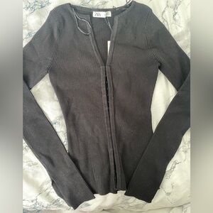 Zara fitted knit long sleeve top